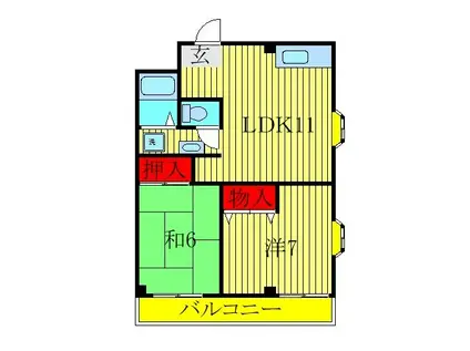 ライトヒルズ桜木(2LDK/2階)の間取り写真