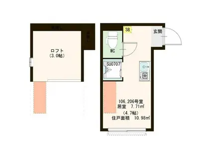 シャルムメゾン阿佐谷(ワンルーム/2階)の間取り写真