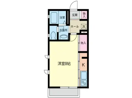 サザンハイツ湘南I(1K/1階)の間取り写真