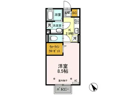 カーサ ルデルソ(1K/1階)の間取り写真