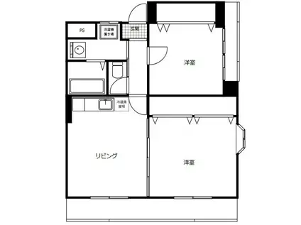 フロイデ堤(2LDK/4階)の間取り写真
