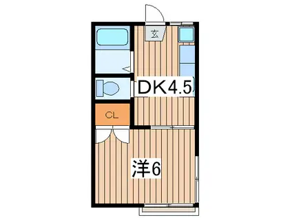 和光荘(1DK/2階)の間取り写真
