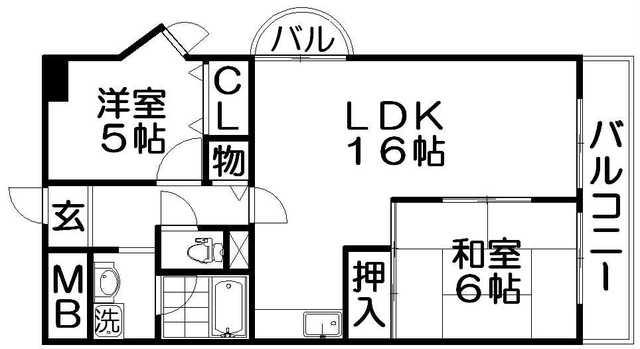香里プラザII(2LDK/3階)の間取り写真