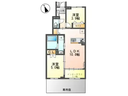 岡崎市矢作町工事(2LDK/1階)の間取り写真