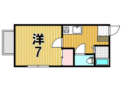 ホンマハイツI リ フ ォ ー ム 済 み ペ ッ ト 可(1K/2階)の間取り写真