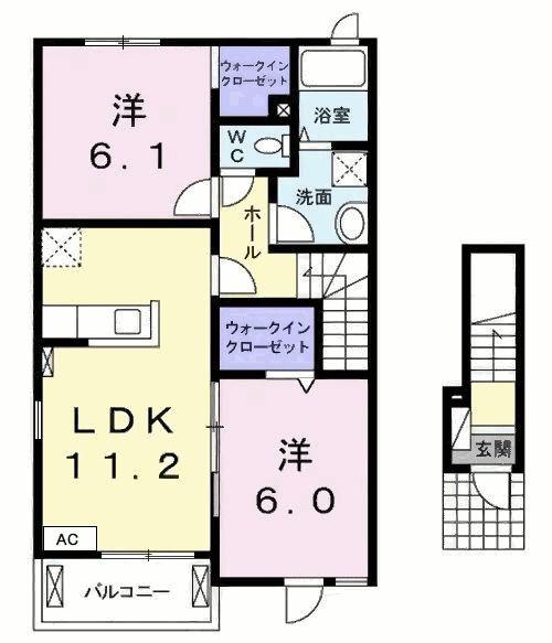 コーポ デージー(2LDK/2階)の間取り写真