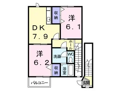 バードック A(2DK/2階)の間取り写真