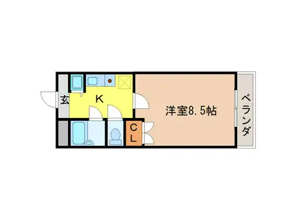 ウィステリアヒルズM2(1K/4階)の間取り写真