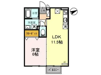 メゾン糺B(1LDK/1階)の間取り写真