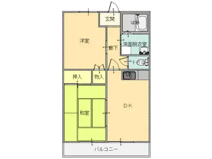 シープクレインマンション(2DK/1階)の間取り写真