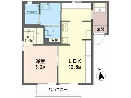 グロリアーズ鶴ヶ谷(1LDK/1階)の間取り写真