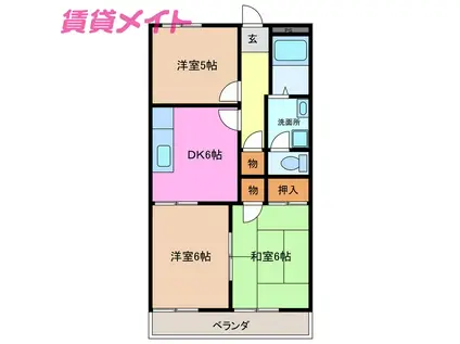 メゾンメイセツII(3DK/2階)の間取り写真