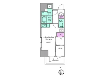 ドゥーエ入谷II(1LDK/9階)の間取り写真