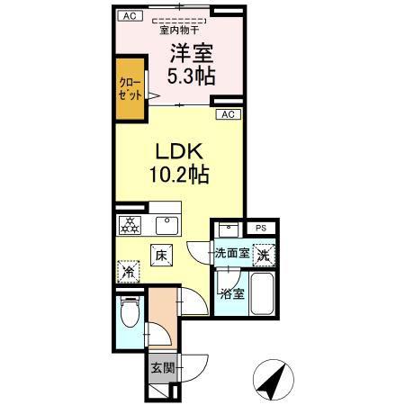 セレスティア下丸子(1LDK/1階)の間取り写真
