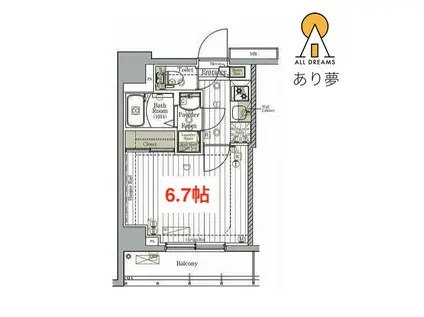 リライア阪東橋サウス(1K/6階)の間取り写真