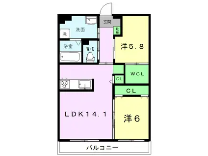 フォンス光の森I(2LDK/3階)の間取り写真