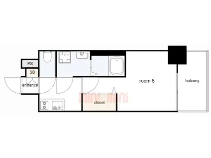 レジュールアッシュ神戸VIVANT(1K/9階)の間取り写真