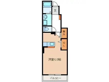 クレセント(ワンルーム/1階)の間取り写真