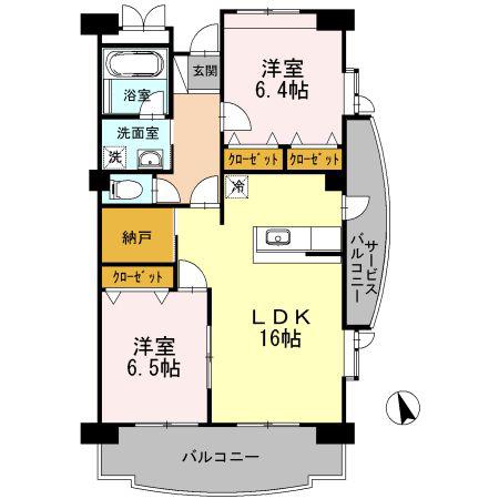 PASTORAL岡崎柱(2LDK/1階)の間取り写真