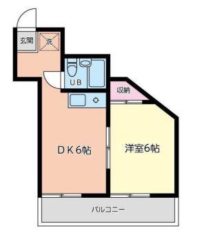 桜ヶ丘ハイライズ(1DK/2階)の間取り写真
