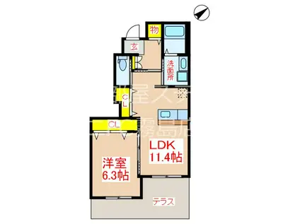 フォレスト姫城(1LDK/1階)の間取り写真