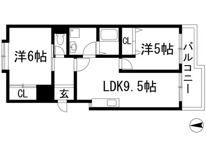 キャピタルハウス(2LDK/2階)の間取り写真