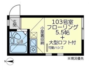 ユナイト東白楽コンパーニュの森(ワンルーム/1階)の間取り写真