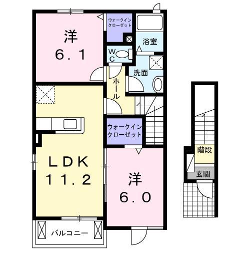サンティエ(2LDK/2階)の間取り写真