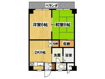 エミュールマンション(2DK/4階)の間取り写真