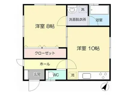 岩手県盛岡市 2階建 築18年(1LDK/1階)の間取り写真