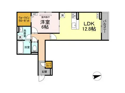 ディー パイナ エガワ 1(1LDK/3階)の間取り写真