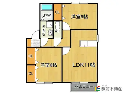 クレールSAGA A棟(2LDK/2階)の間取り写真