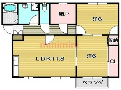 ハイツクローネ(2LDK/2階)の間取り写真