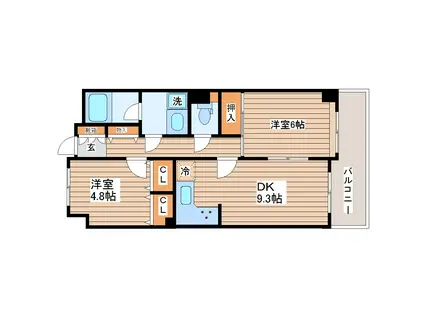 フレール仙台長町南(2DK/4階)の間取り写真