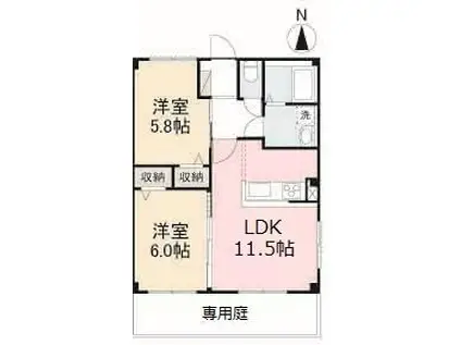 フォブール桜(2LDK/1階)の間取り写真