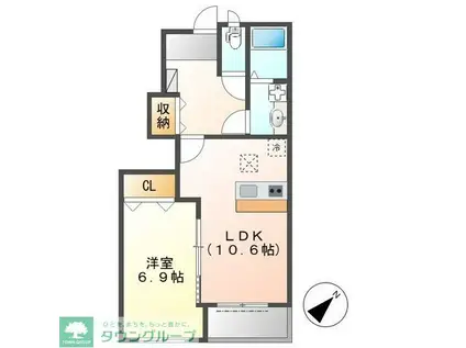 クロシェット(1LDK/1階)の間取り写真