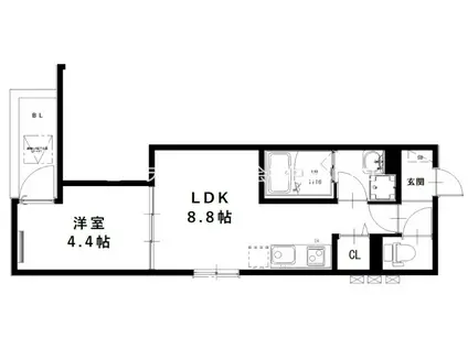 ディーポルタグローブ(1LDK/2階)の間取り写真