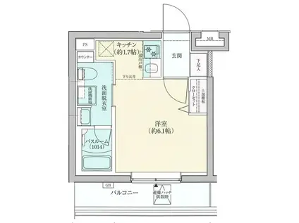 ロアール横浜十日市場(1K/2階)の間取り写真