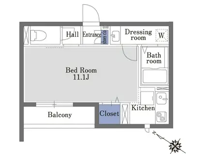 レフィアントシダー赤坂(ワンルーム/3階)の間取り写真