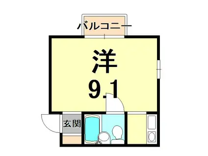 ダイドーメゾン西宮北口I(ワンルーム/3階)の間取り写真