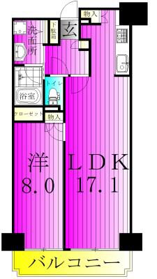 ロイトン松戸(1LDK/7階)の間取り写真