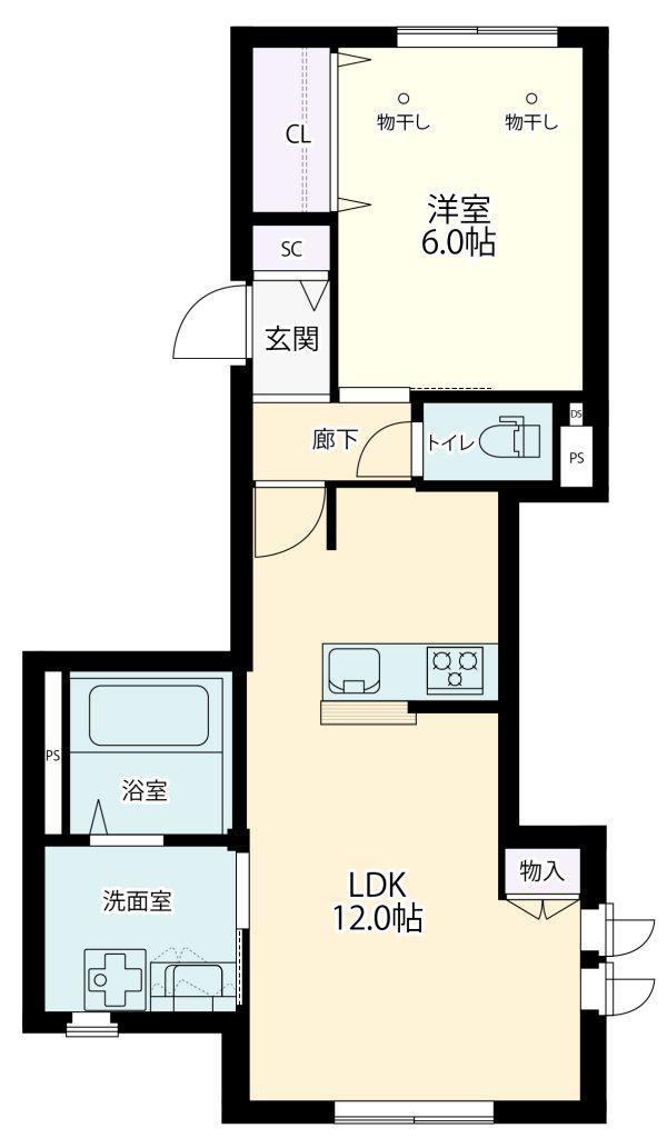 グランディール(1LDK/1階)の間取り写真