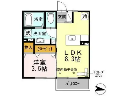 アヴェニール白銀A(1LDK/2階)の間取り写真