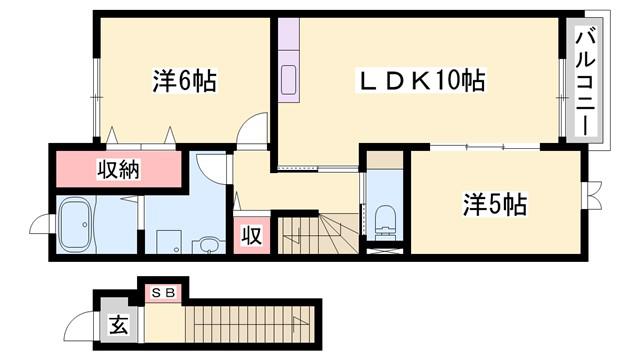 サンリット・ベルD(2LDK/2階)の間取り写真