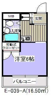 南行徳ハイツ(1K/2階)の間取り写真