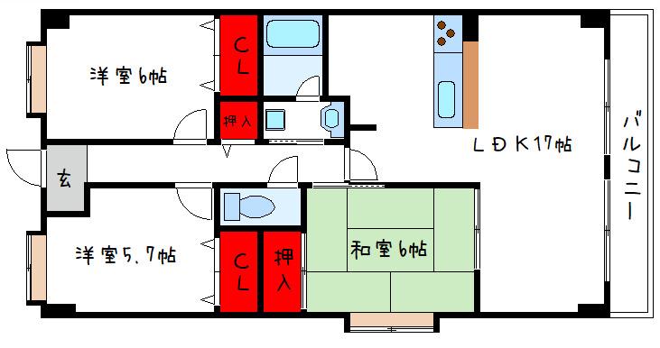 OTOGIKU (3LDK/3階)の間取り写真