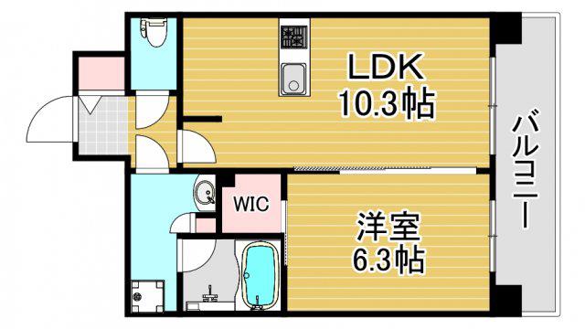 プレサンス福島ミッドエル(1LDK/11階)の間取り写真