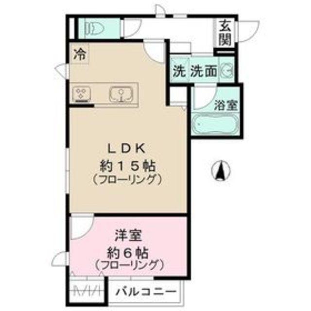 サンハイム二十騎町(1LDK/1階)の間取り写真