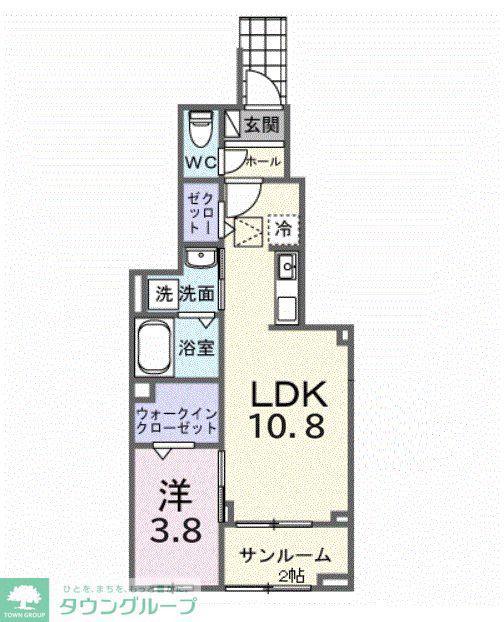 ミルト ブリッサ 大原(1LDK/1階)の間取り写真
