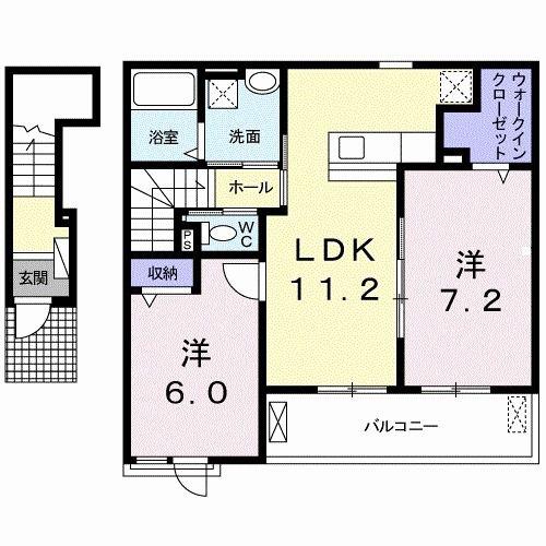 ルミエール ヴォアレB(2LDK/2階)の間取り写真